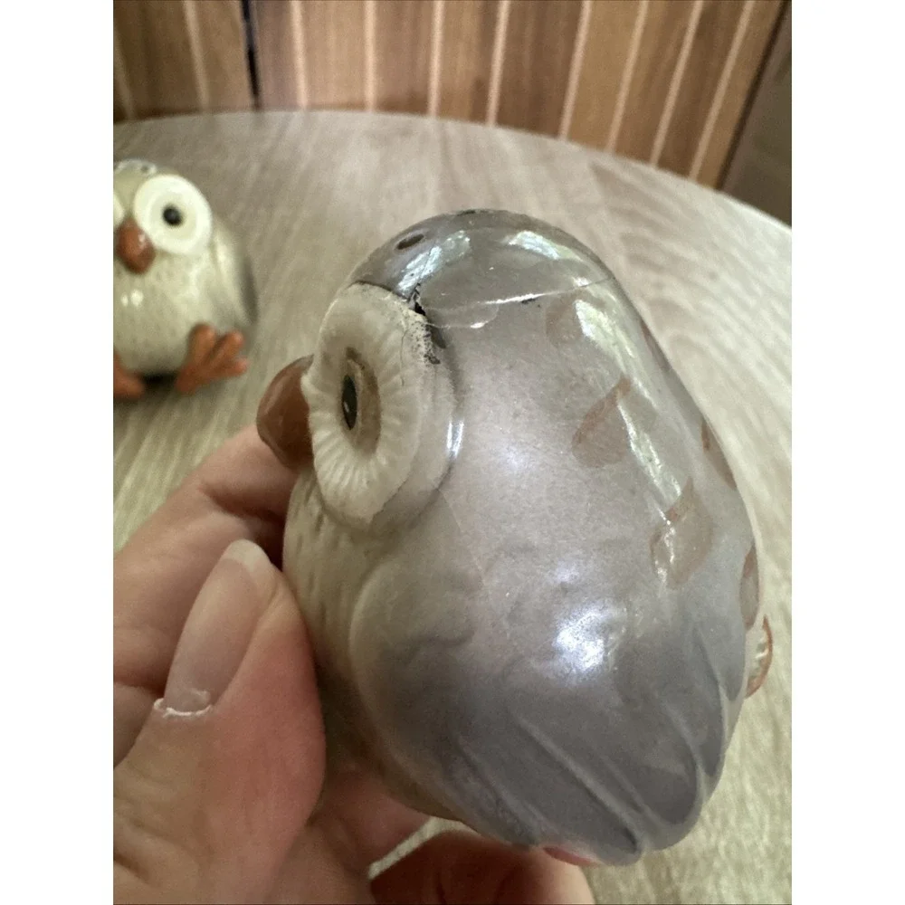 Fitz And Floyd Baby Owl Salt And Pepper Shakers Vintage Hand Painted 3 in—READ
